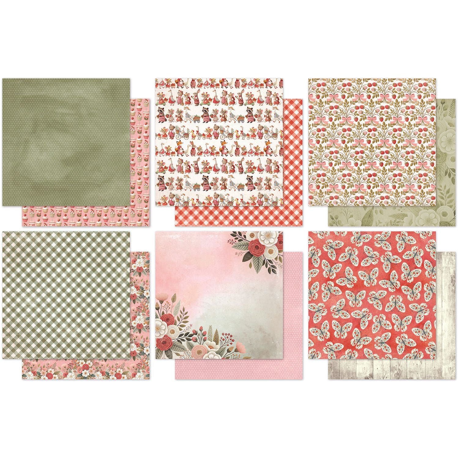 Paper Rose Strawberry Friends Basics 12x12 Paper 34884 sheets