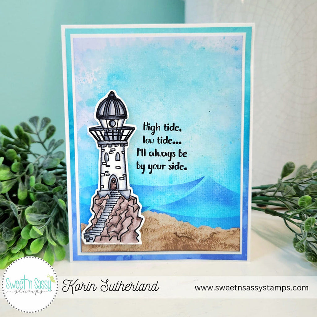 Sweet 'N Sassy Waves Layering Stencil Set st-23-06 Lighthouse Encouragement Card