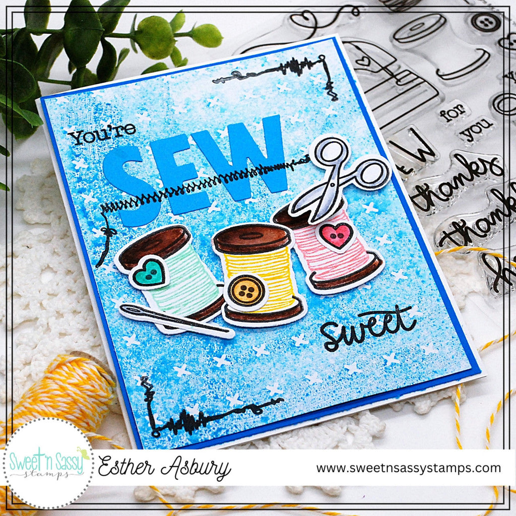 Sweet 'N Sassy Sew Many Stitches Clear Stamp Set sns-23-021 You're So Sweet Card