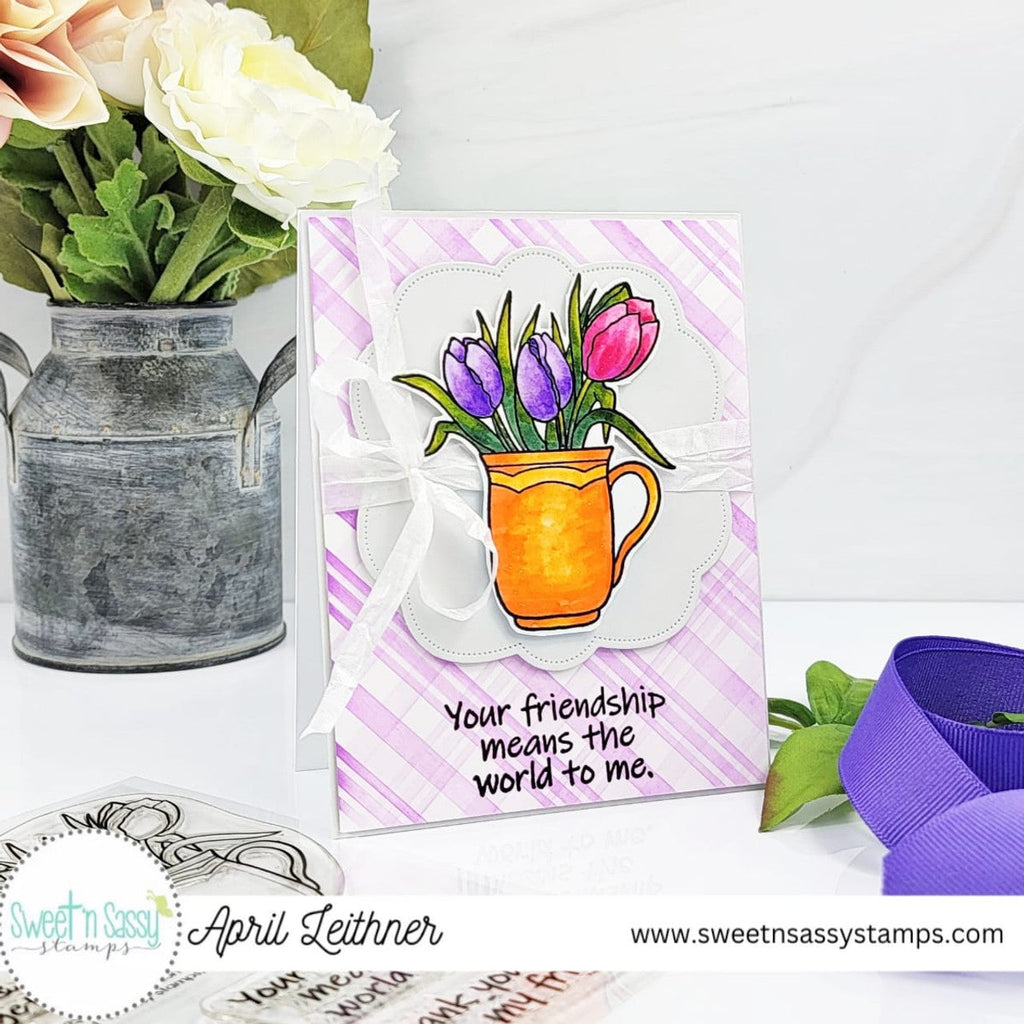 Sweet 'N Sassy Great Friends Clear Stamp Set sns-23-039 Your Friendship Means The World To Me Card
