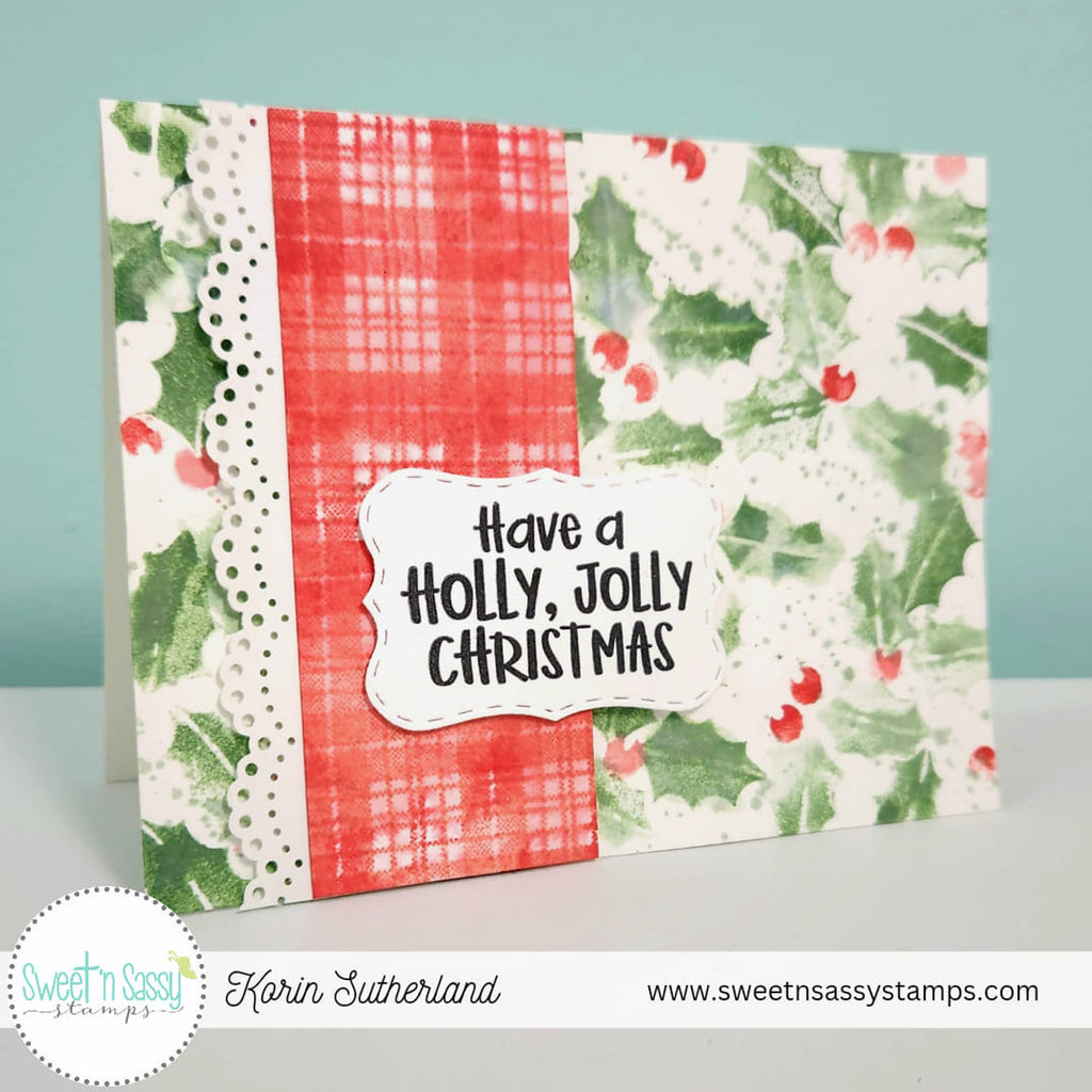 Sweet 'N Sassy Holly Jolly Clear Stamps sns-23-031 Plaid Christmas Card