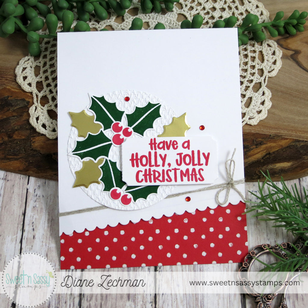 Sweet 'N Sassy Holly Jolly Clear Stamps sns-23-031 Clean Christmas Card