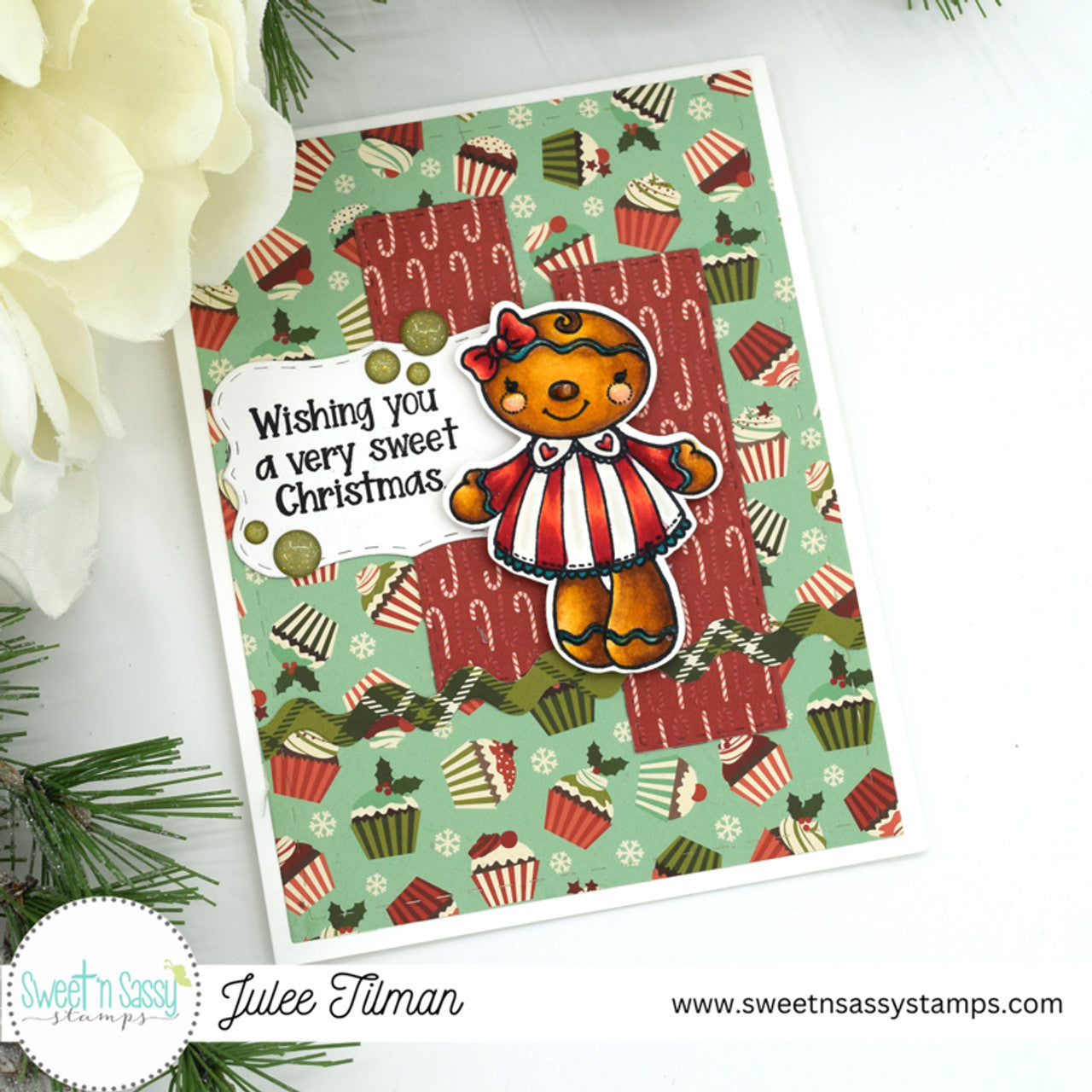 Sweet 'N Sassy Sweet Holiday Wishes Dies snsd-0240 Sweet Christmas Cupcake Card