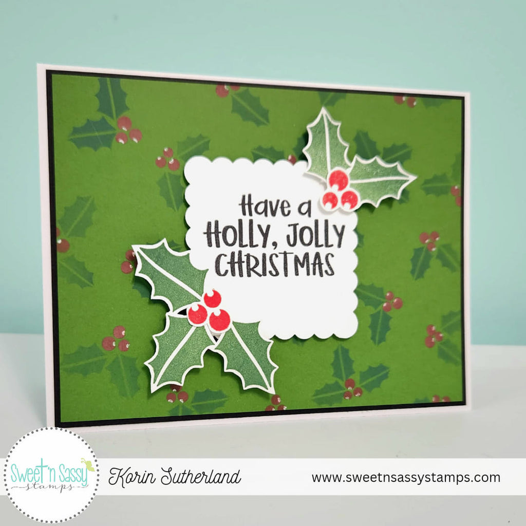 Sweet 'N Sassy Holly Jolly Clear Stamps sns-23-031 Green Christmas Card