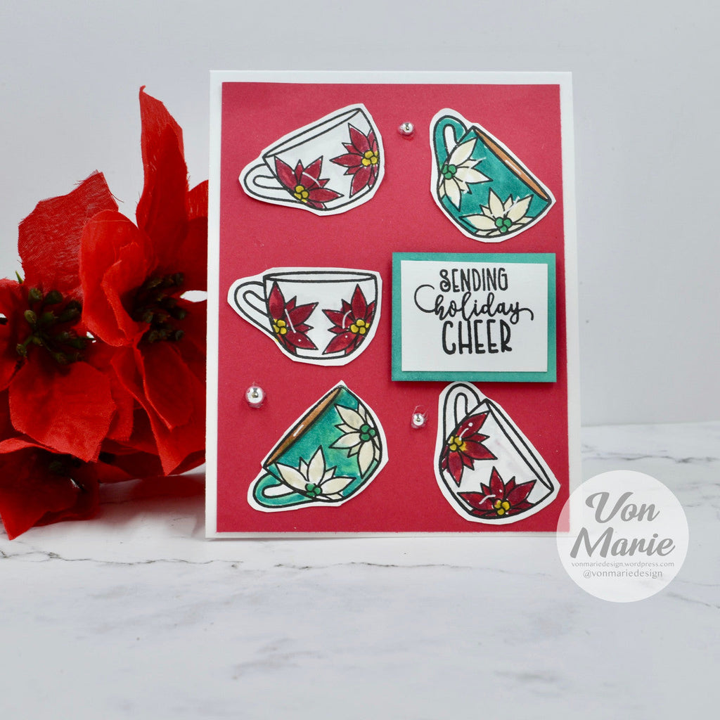 Sweet 'N Sassy Holiday Cheer Dies snsd-0237 Christmas Cups Card