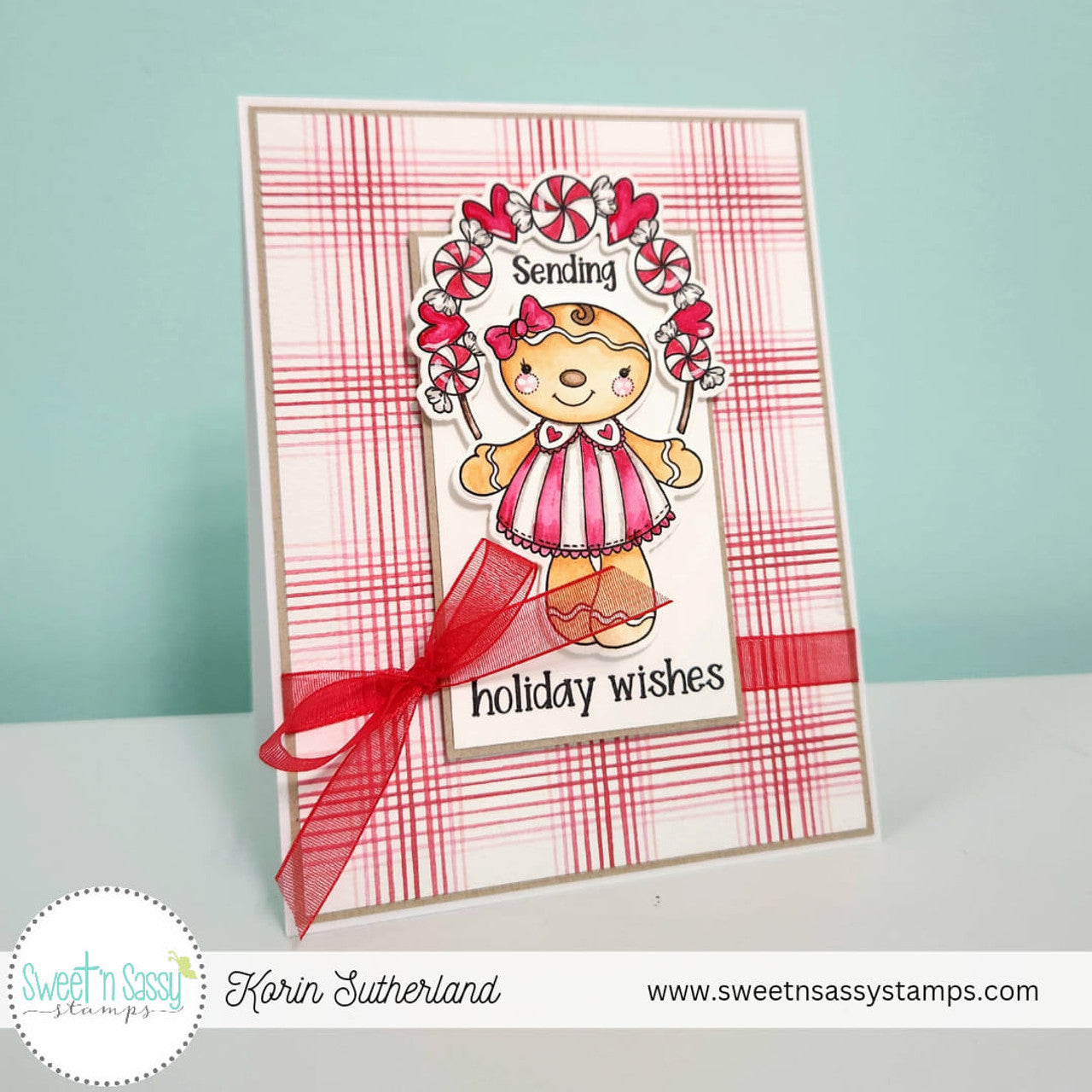 Sweet 'N Sassy Sweet Holiday Wishes Dies snsd-0240 Plaid Christmas Card