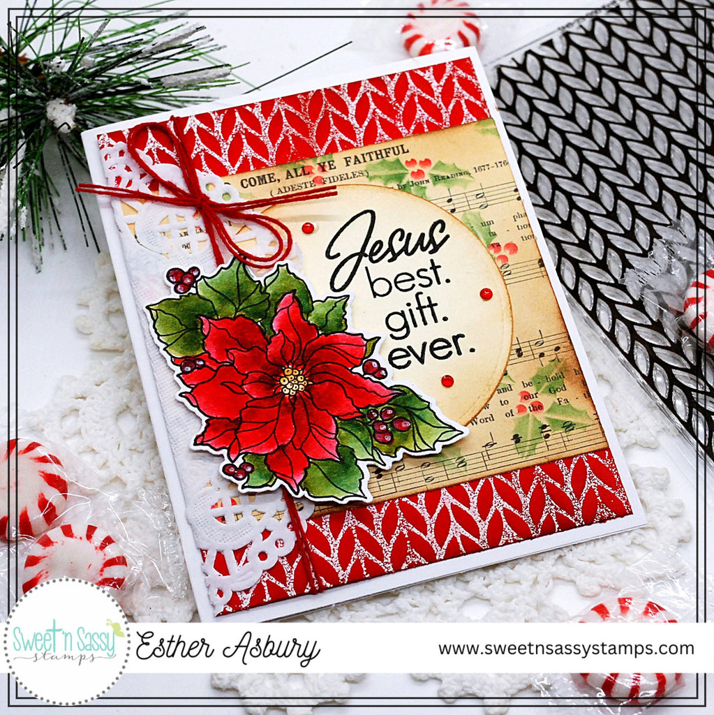 Sweet 'N Sassy Knit Background Clear Stamp sns-23-050 Christmas Jesus Best Gift Ever Card