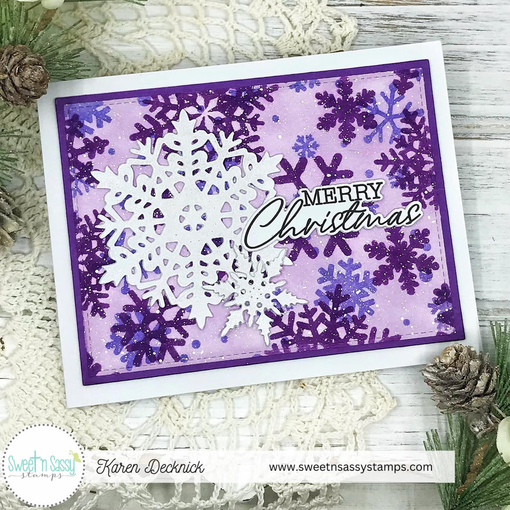 Sweet 'N Sassy Large Snowflake Background Clear Stamp sns-23-032 Snowy Merry Christmas Card