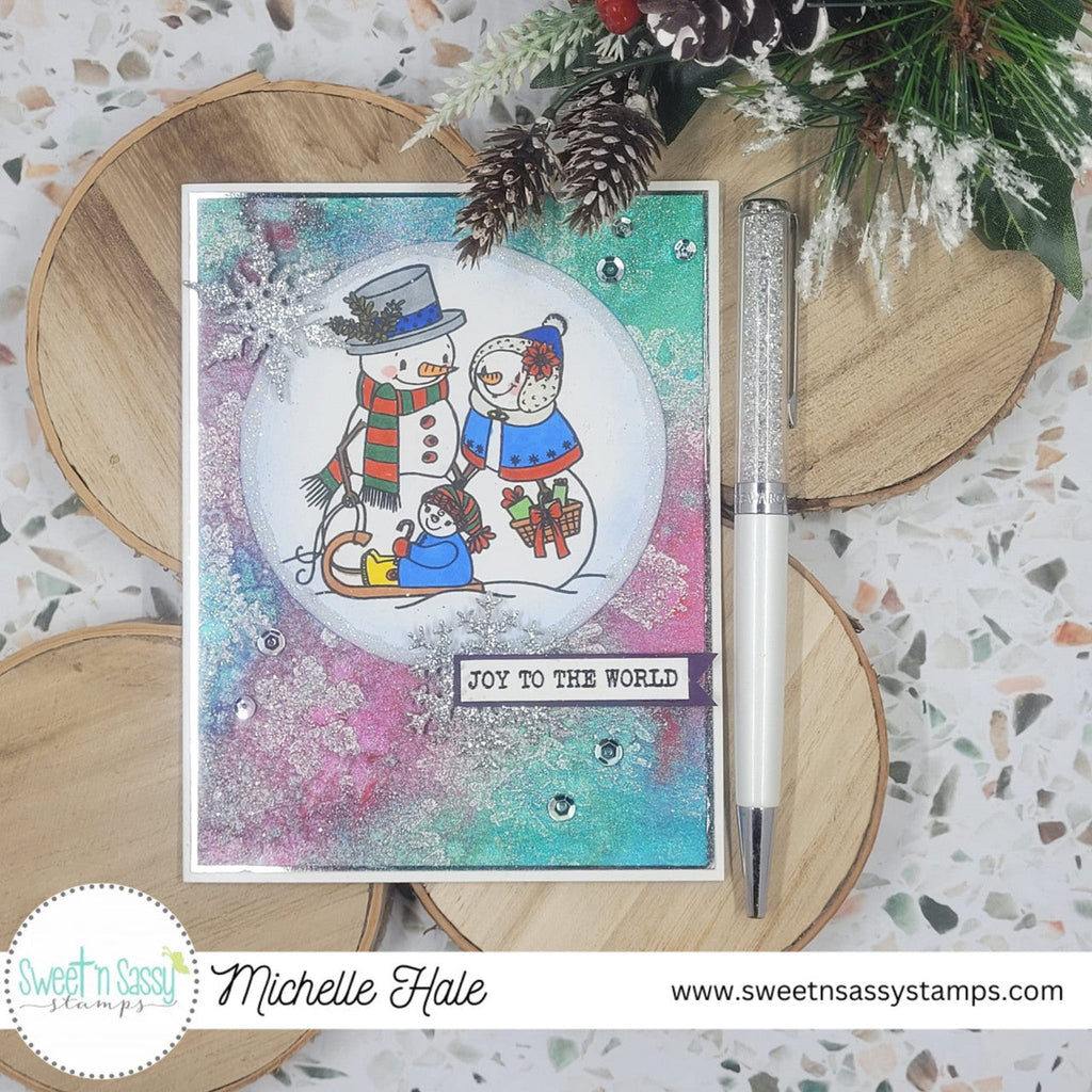 Sweet 'N Sassy Snow Family Clear Stamps sns-23-040 Joy To The World Card