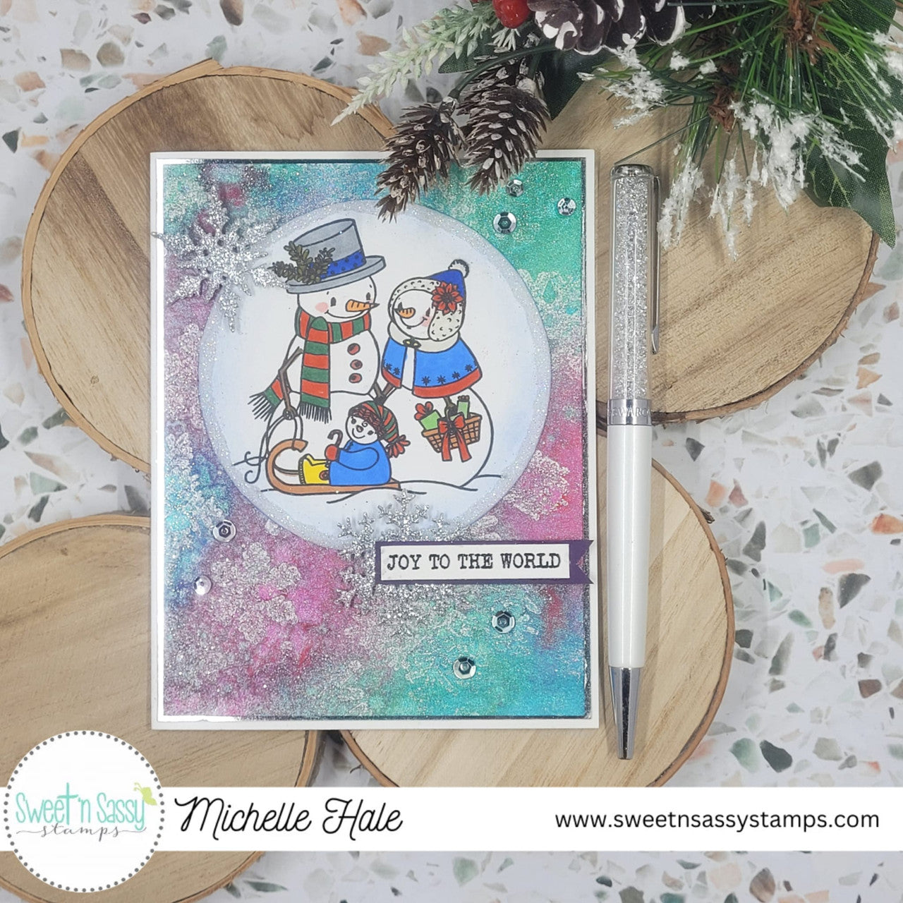 Sweet 'N Sassy Snow Family Clear Stamps sns-23-040 Joy To The World Card
