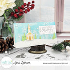 Sweet 'N Sassy Large Snowflake Background Clear Stamp sns-23-032 Slimline Christmas Blessings Card