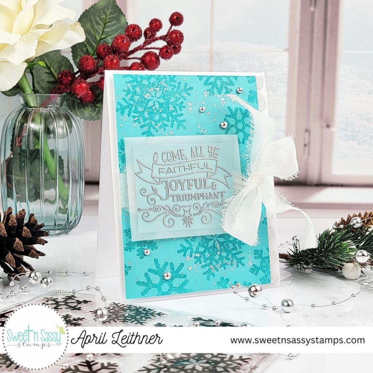 Sweet 'N Sassy Large Snowflake Background Clear Stamp sns-23-032 Christmas Come All Ye Faithful Card