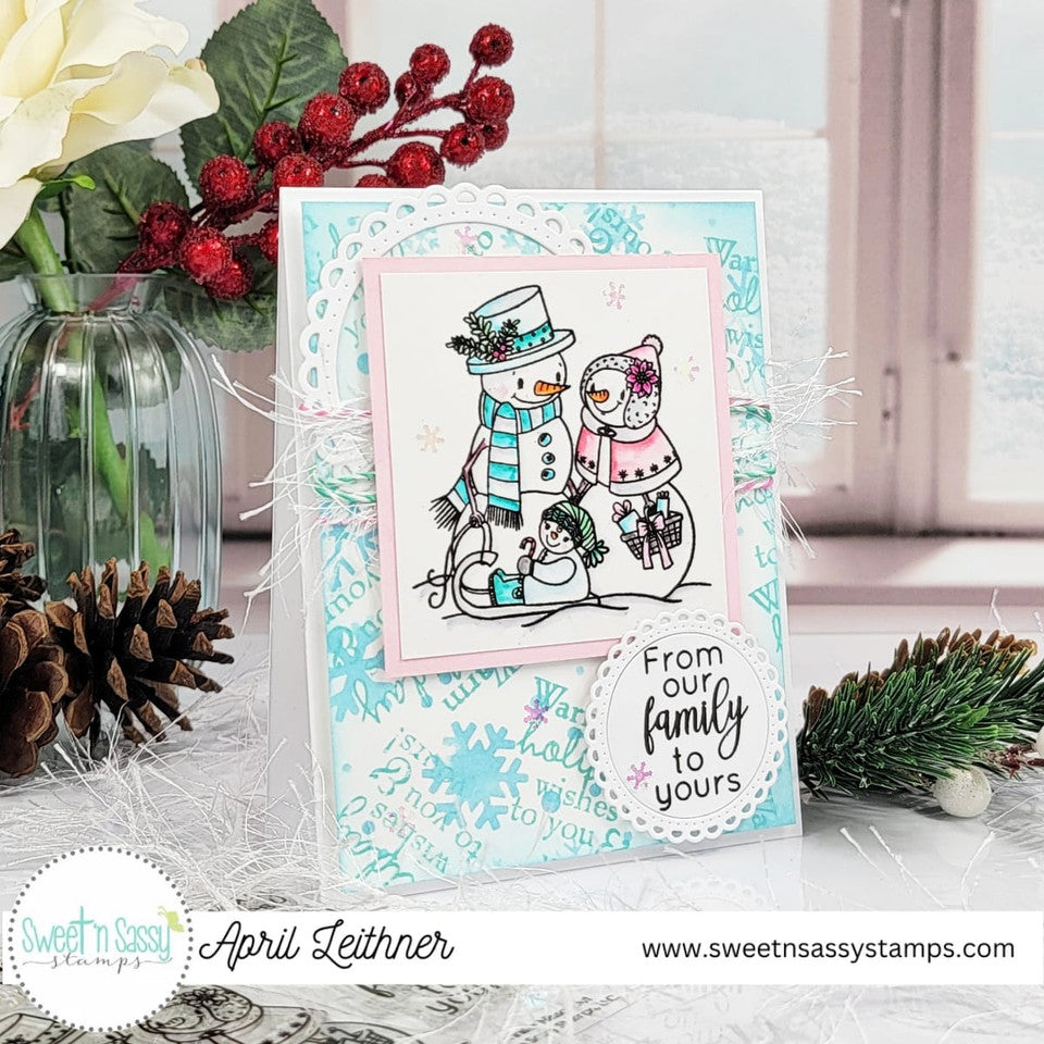 Sweet 'N Sassy Snow Family Clear Stamps sns-23-040 Christmas Family Card