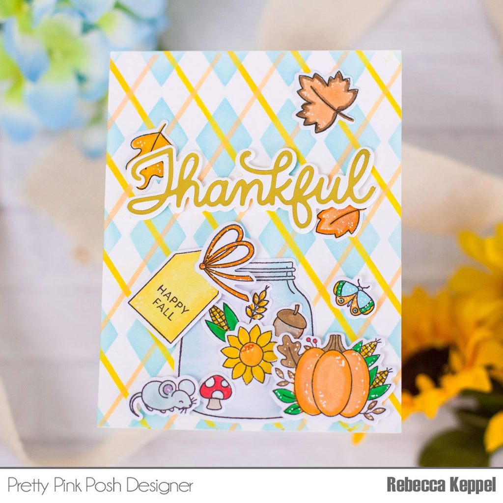 Pretty Pink Posh Thankful Script Hot Foil Plate fall items