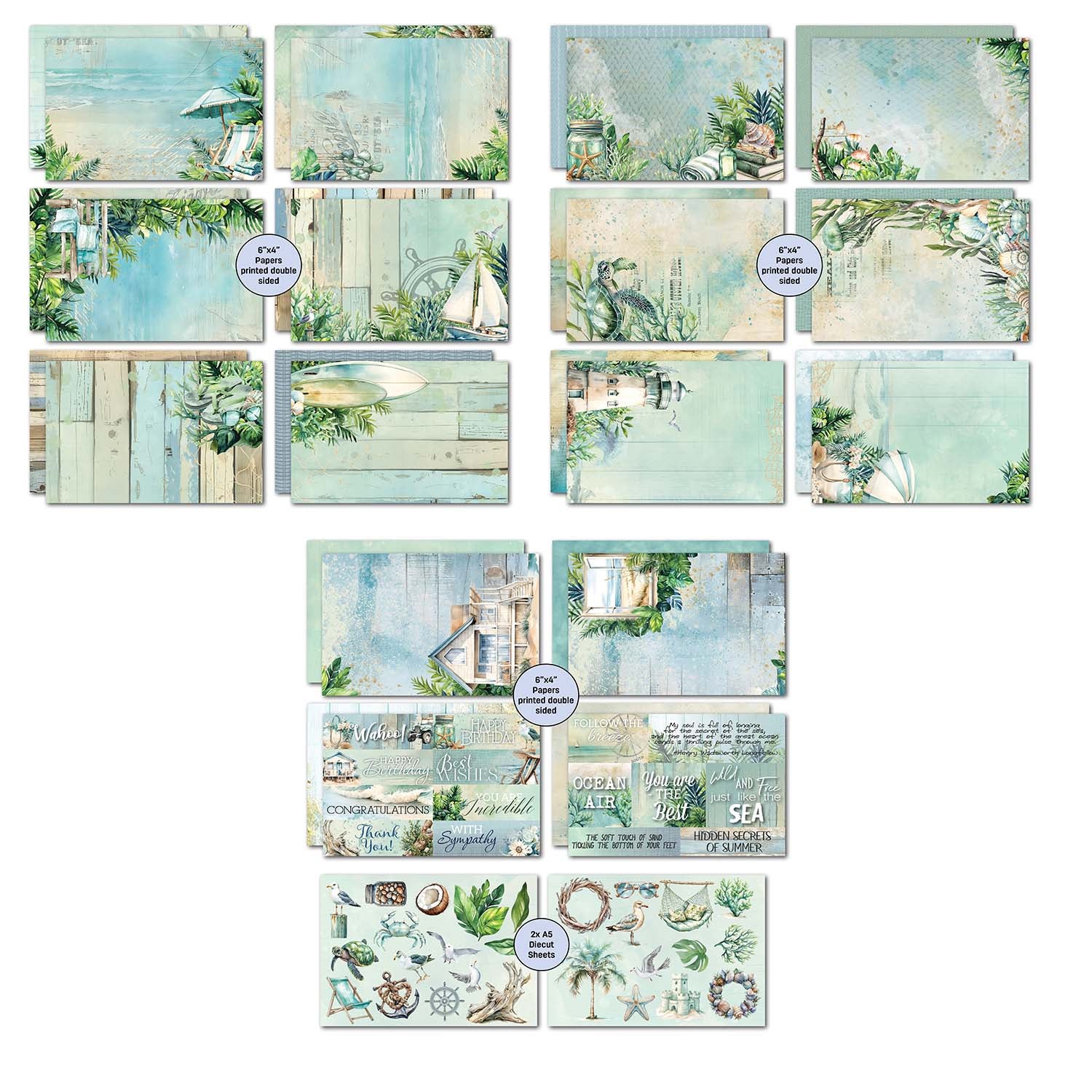 3Quarter Designs Beachside Life 6x4 Card Pack 3q-cc-beachsidelife sheets