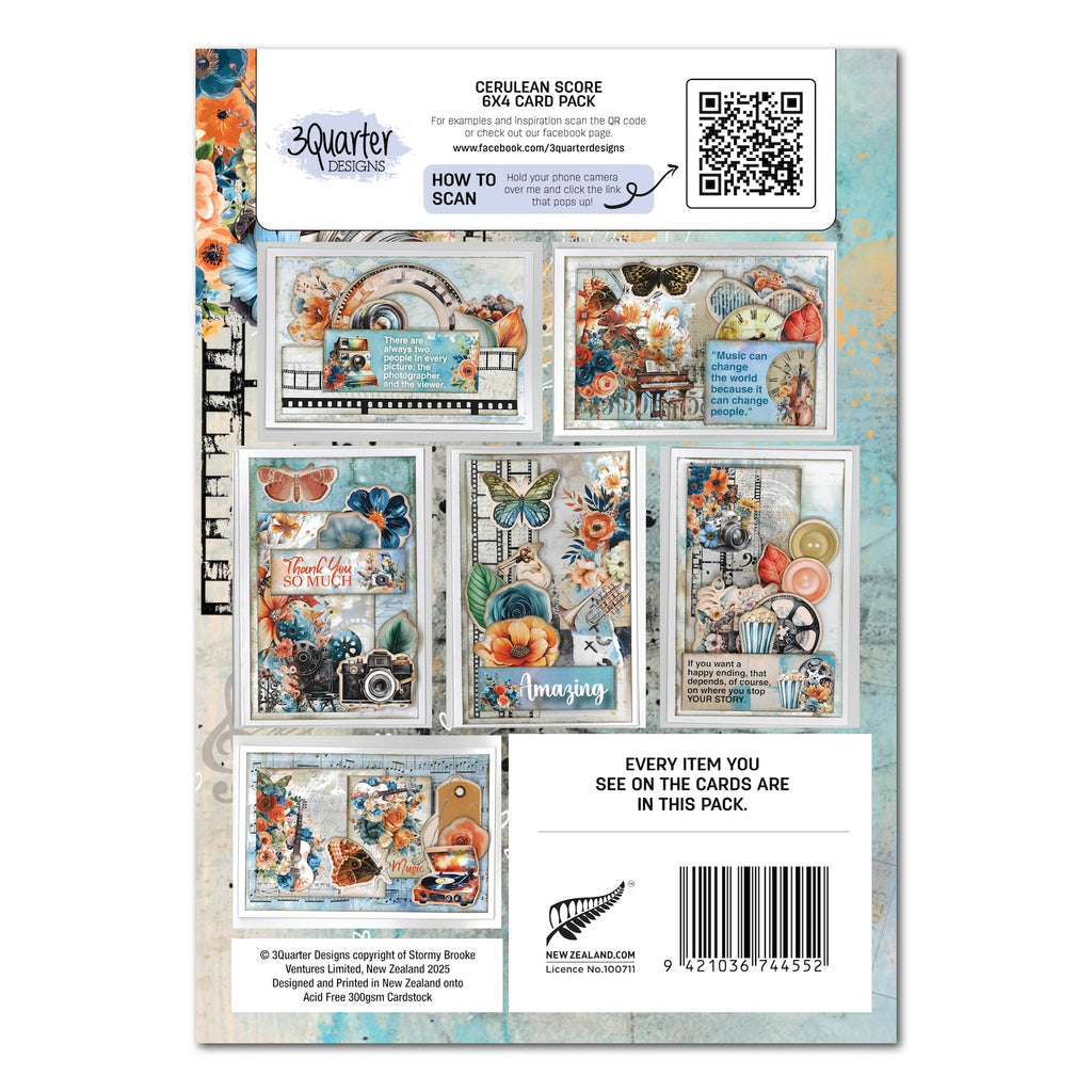 3Quarter Designs Cerulean Score 6x4 Card Pack 3q-cc-ceruleanscore pages