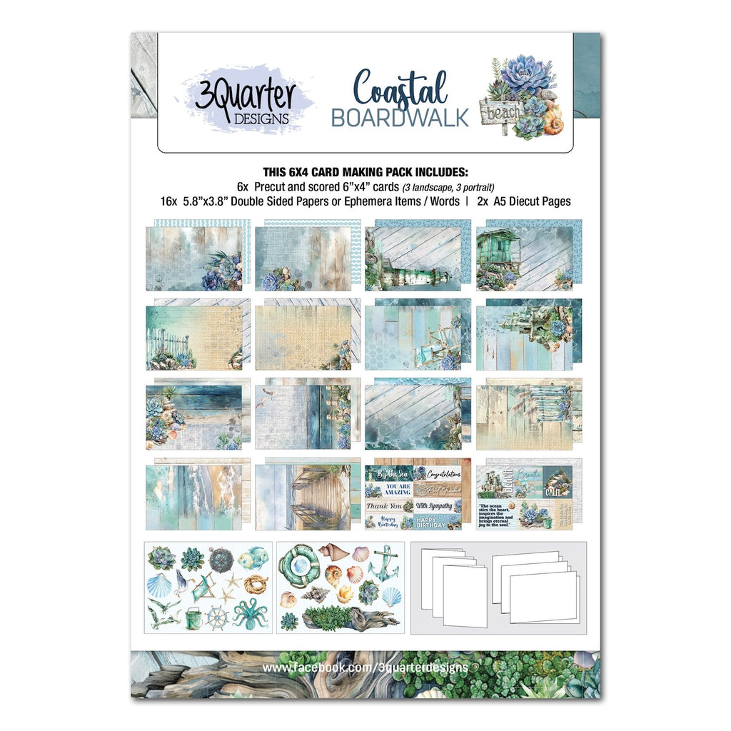 3Quarter Designs Coastal Boardwalk 6x4 Card Pack 3q-cc-coastalboardwalk