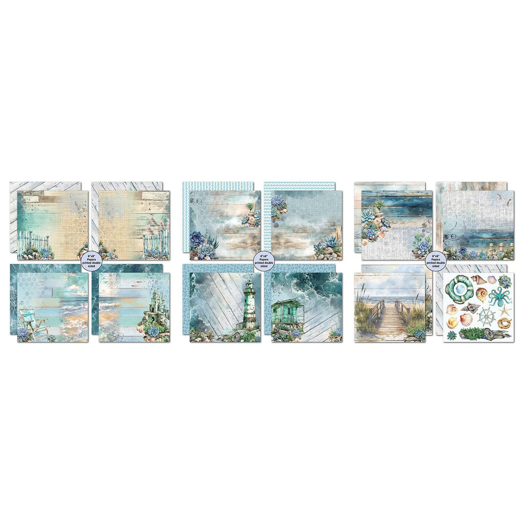 3Quarter Designs Coastal Boardwalk 8x8 Paper Pack 3q-pp8-coastalboardwalk sheets