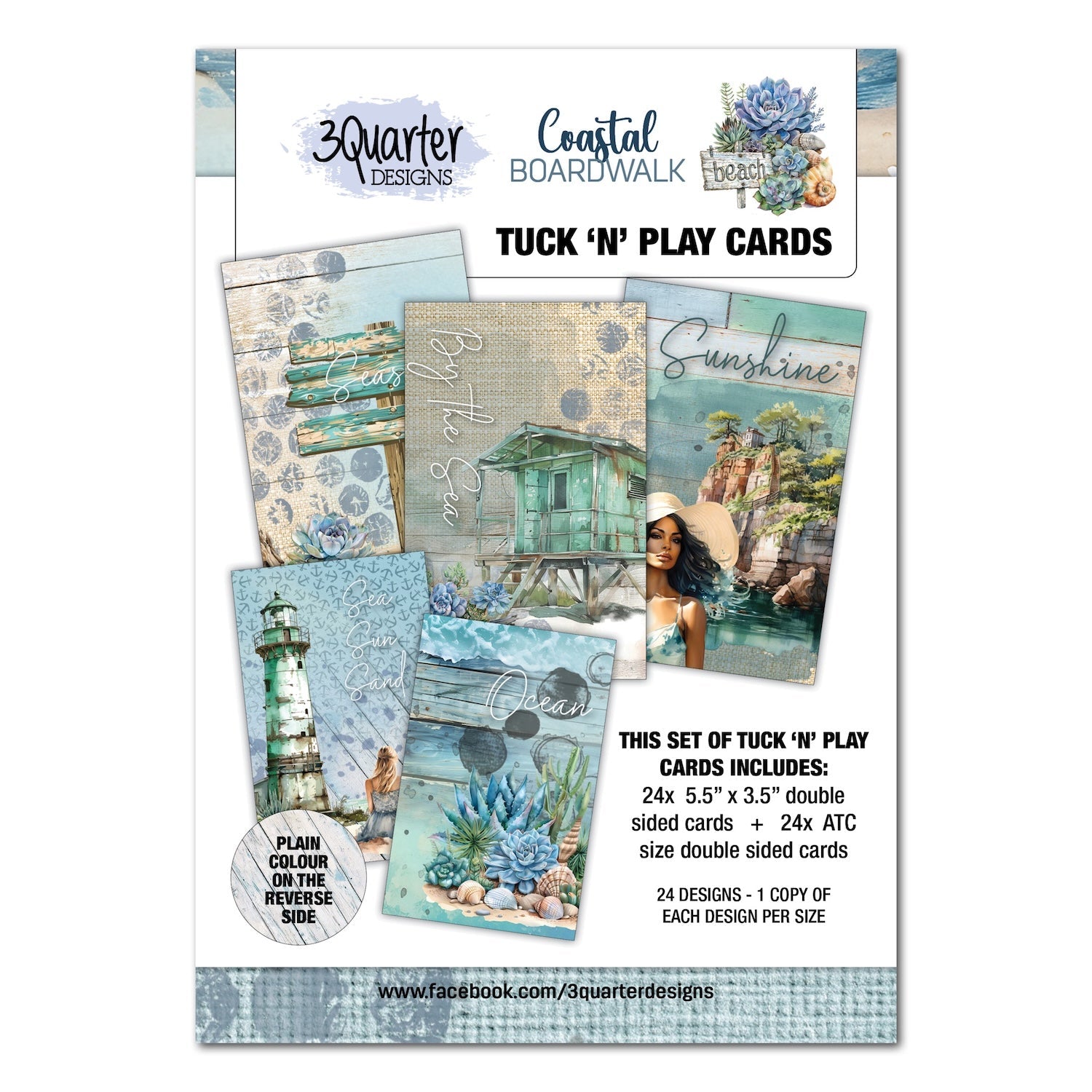 3Quarter Designs Coastal Boardwalk Tuck N Play Cards 3q-tp-coastalboardwalk