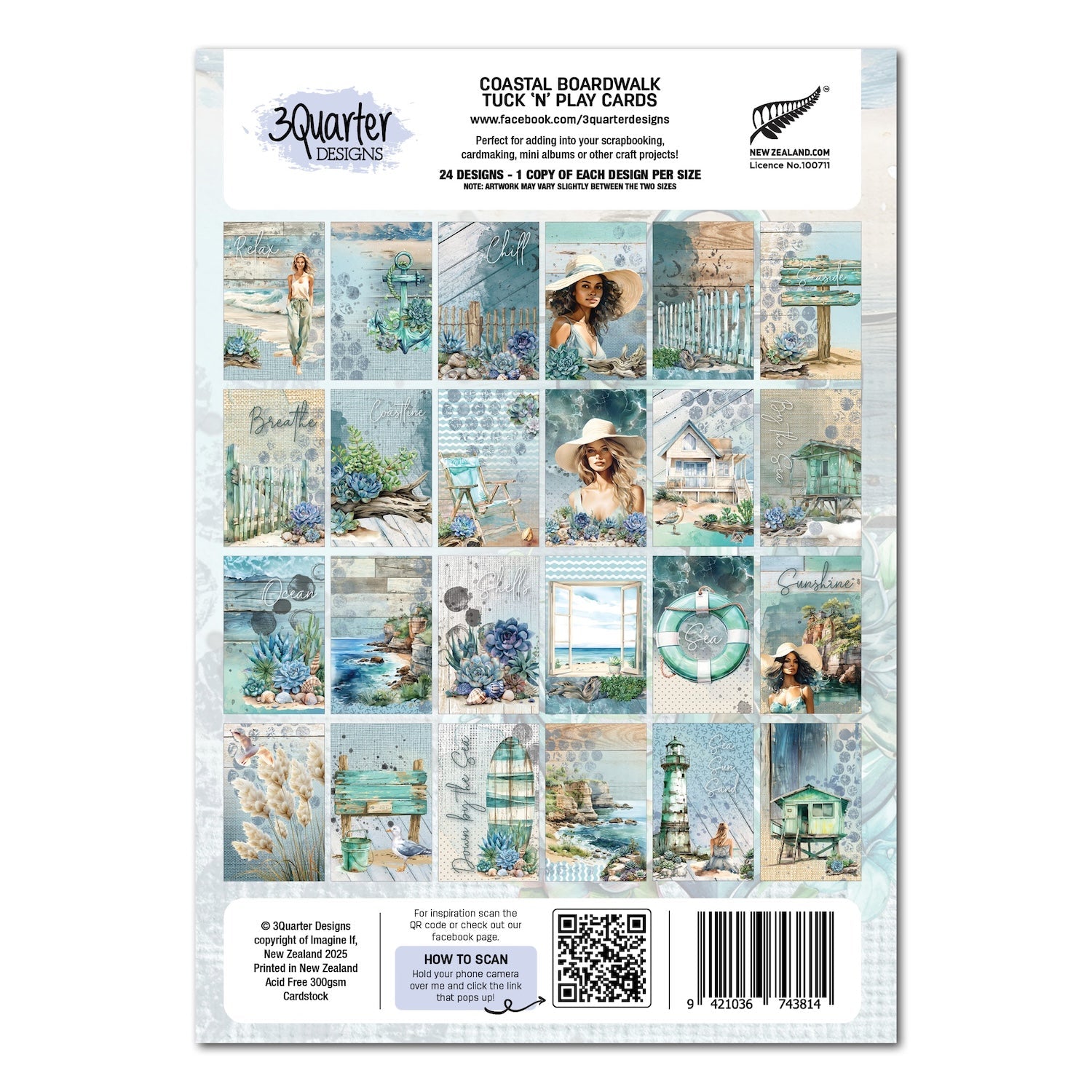 3Quarter Designs Coastal Boardwalk Tuck N Play Cards 3q-tp-coastalboardwalk package back
