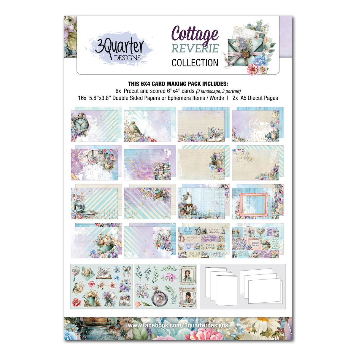 3Quarter Designs Cottage Reverie 6x4 Card Pack 3q-cc-cottagereverie