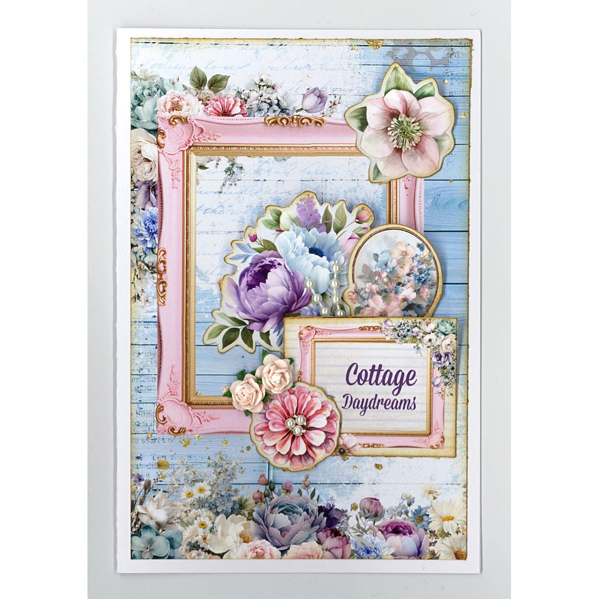 3Quarter Designs Cottage Reverie 6x4 Card Pack 3q-cc-cottagereverie pink picture frame flowers cottage daydreams