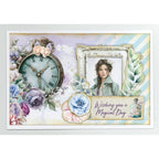 3Quarter Designs Cottage Reverie 8x8 Paper Pack and Diecuts Set 3q-pp8-cottagereverie green leaf vines clock flowers magical day card