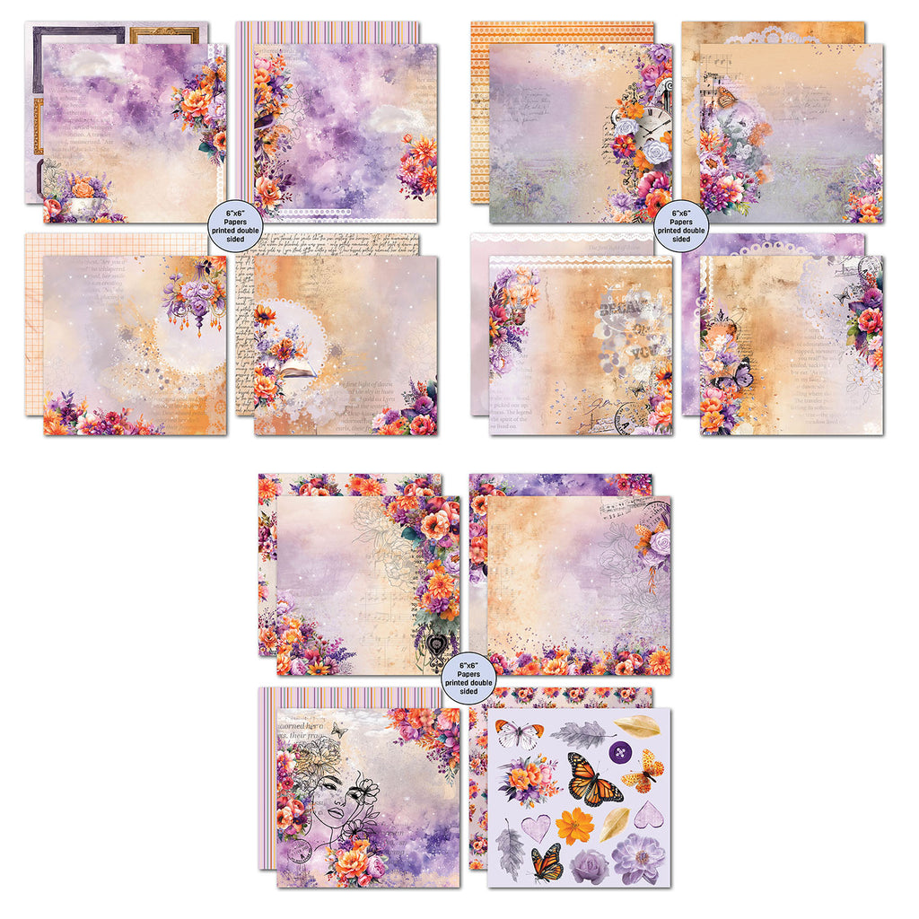 3Quarter Designs Dawns Glow 6x6 Paper Pack 3q-pp6-dawnsglow sheets