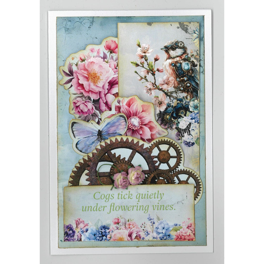3Quarter Designs Floral Mechanica 6x4 Card Pack 3q-cc-floralmechanica bird