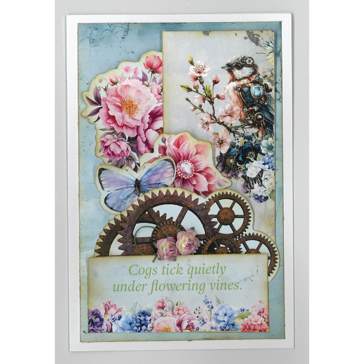 3Quarter Designs Floral Mechanica 6x4 Card Pack 3q-cc-floralmechanica bird