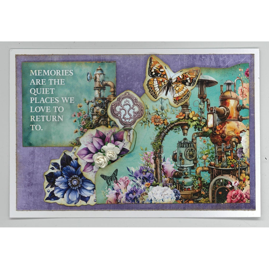 3Quarter Designs Floral Mechanica 6x4 Card Pack 3q-cc-floralmechanica butterfly