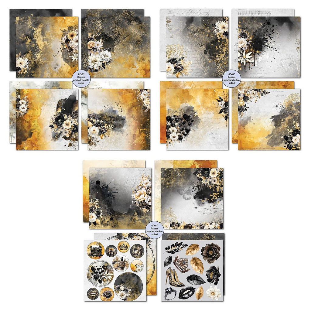 3Quarter Designs Golden Ebony 6x6 Paper Pack 3q-pp6-goldenebony sheets