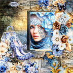 3Quarter Designs Grunged Baroque 12x12 Paper and Diecuts Set 3q-sc-grungedbaroque girl