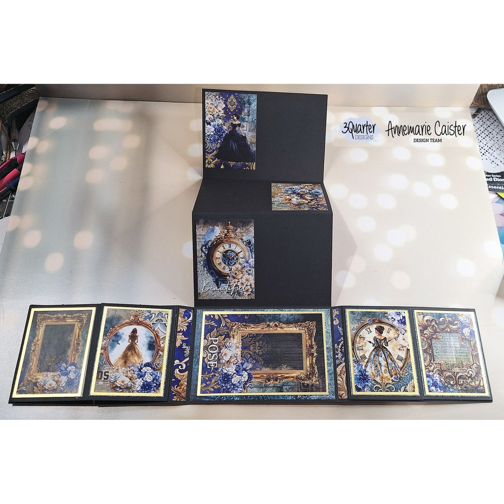 3Quarter Designs Grunged Baroque Tuck N Play Cards 3q-tp-grungedbaroque clock