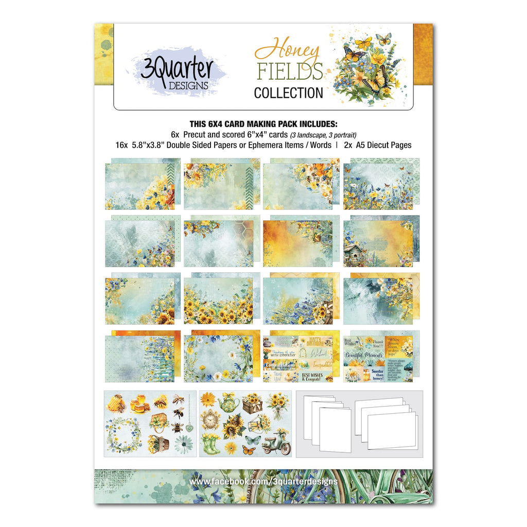 3Quarter Designs Honey Fields 6x4 Card Pack 3q-cc-honeyfields