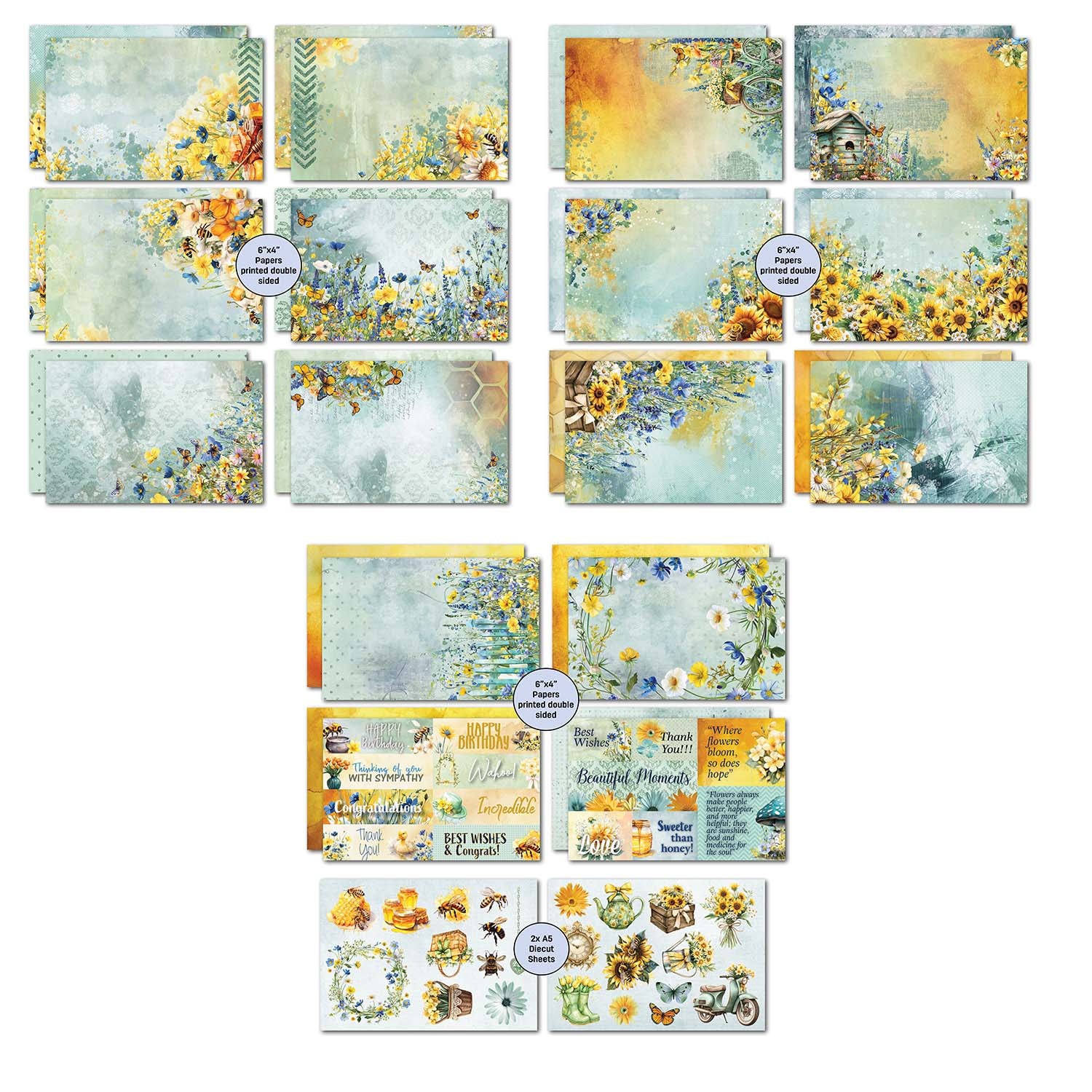 3Quarter Designs Honey Fields 6x4 Card Pack 3q-cc-honeyfields sheets