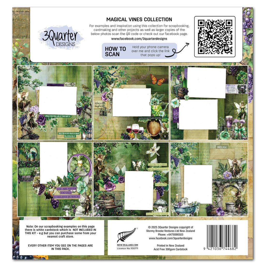 3Quarter Designs Magical Vines 12x12 Design Paper and Diecuts Set 3q-sc-magicalvines pages