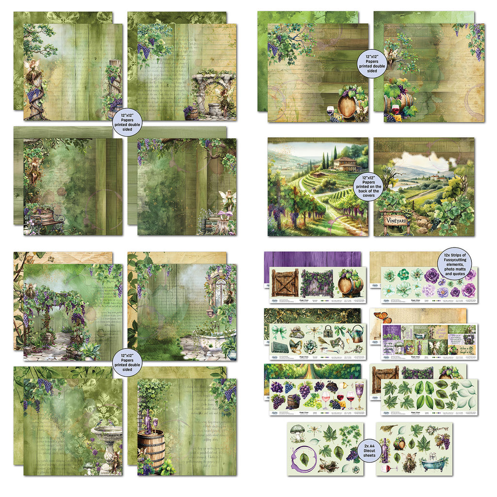 3Quarter Designs Magical Vines 12x12 Design Paper and Diecuts Set 3q-sc-magicalvines pages 2