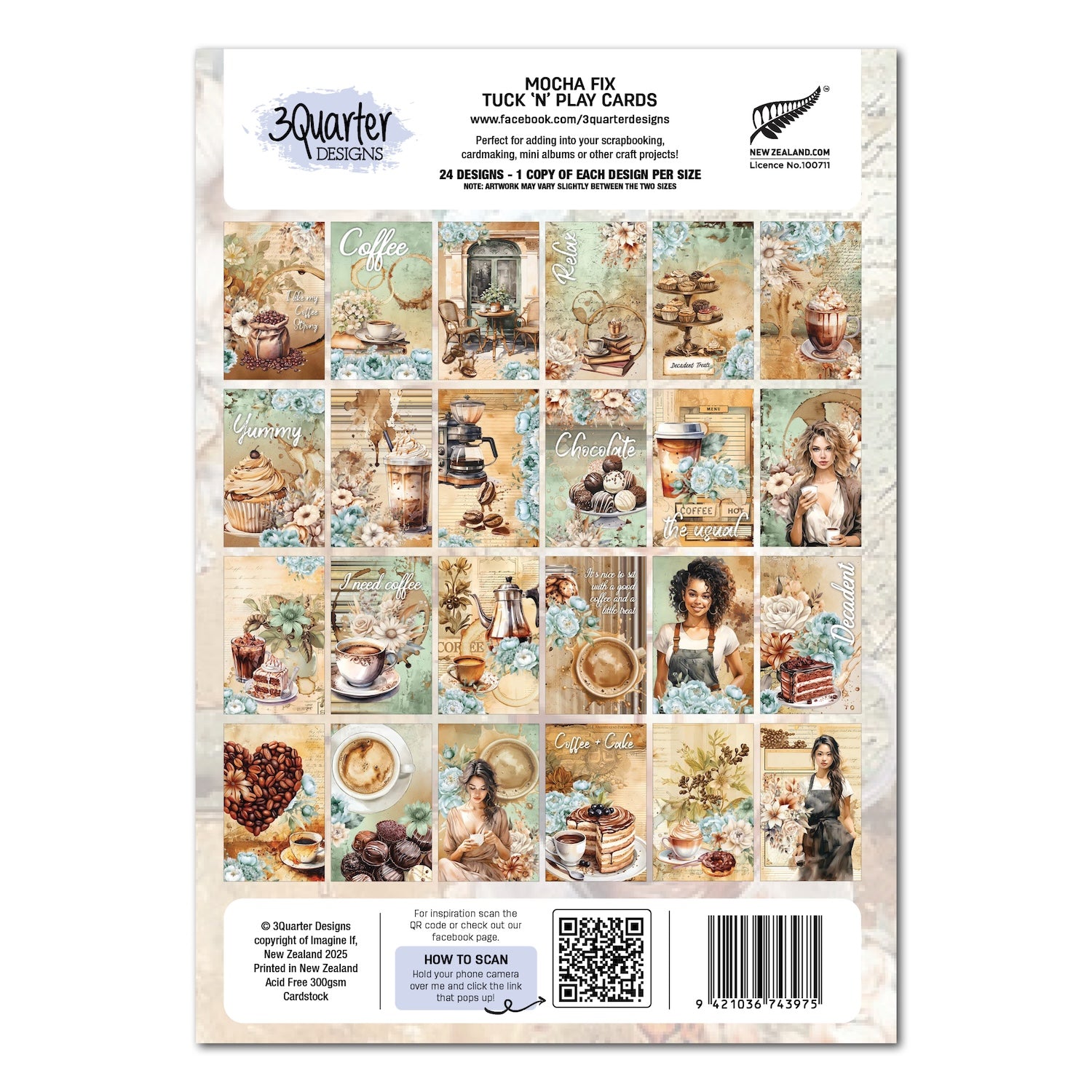 3Quarter Designs Mocha Fix Tuck N Play Cards 3q-tp-mochafix back cover