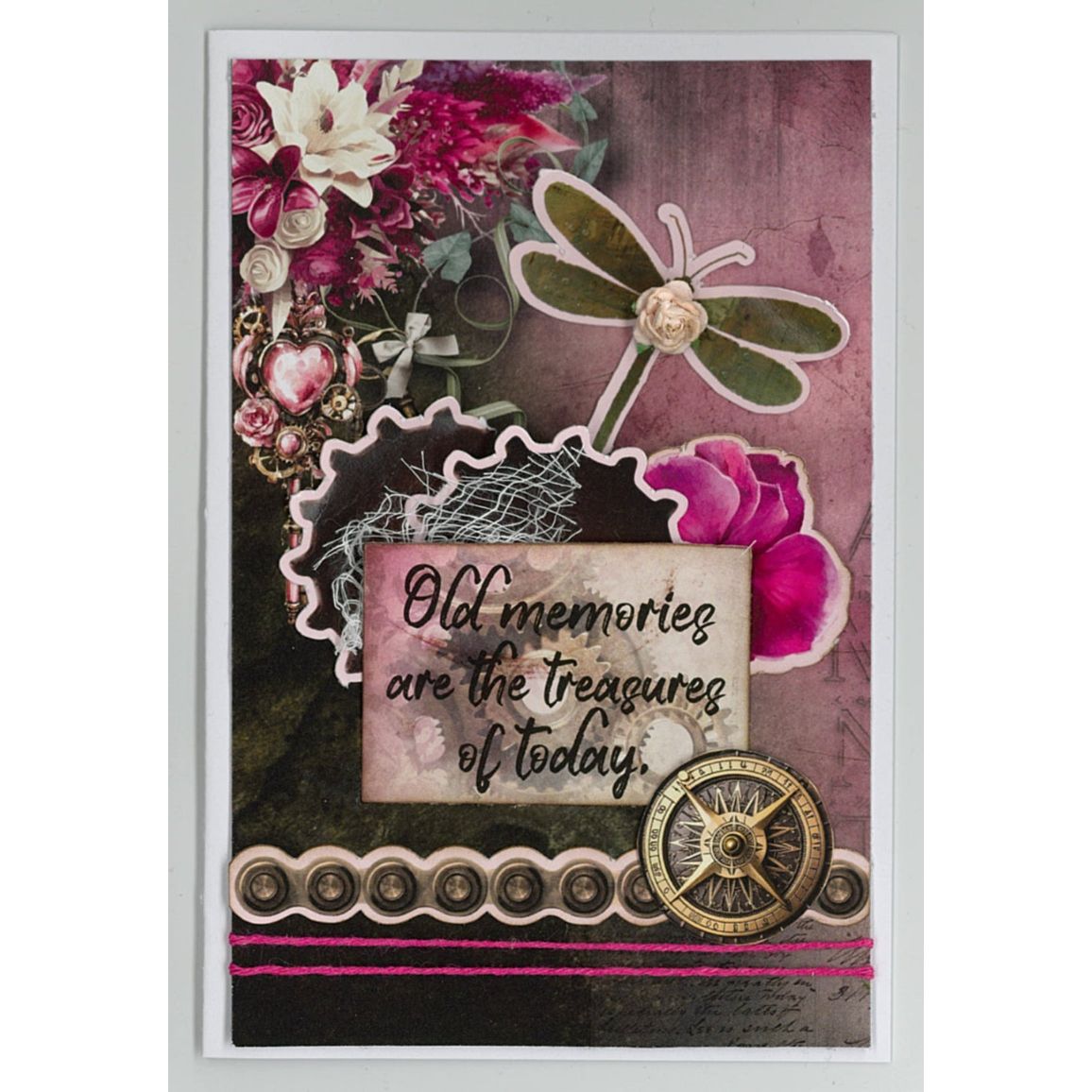 3Quarter Designs Mrs Aeronaut 6x4 Card Pack 3q-cc-mrsaeronaut dragonfly compass gears memories card