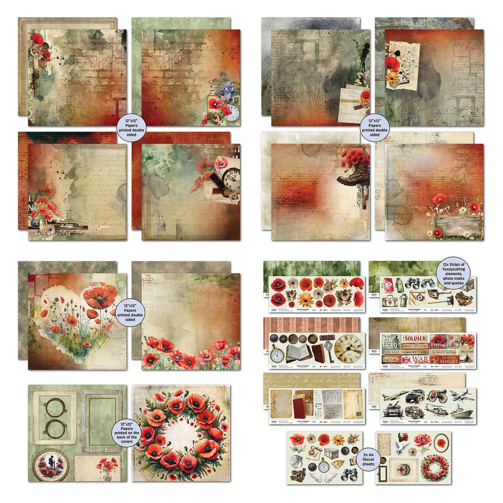 3Quarter Designs Never Forgotten 12x12 Paper And Diecuts 3q-sc-neverforgotten pages