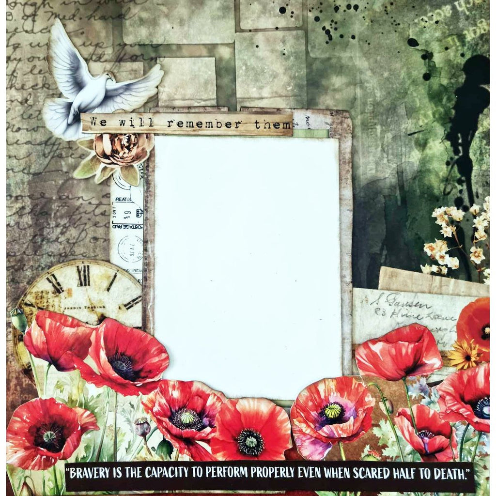 3Quarter Designs Never Forgotten 12x12 Paper And Diecuts 3q-sc-neverforgotten poppy