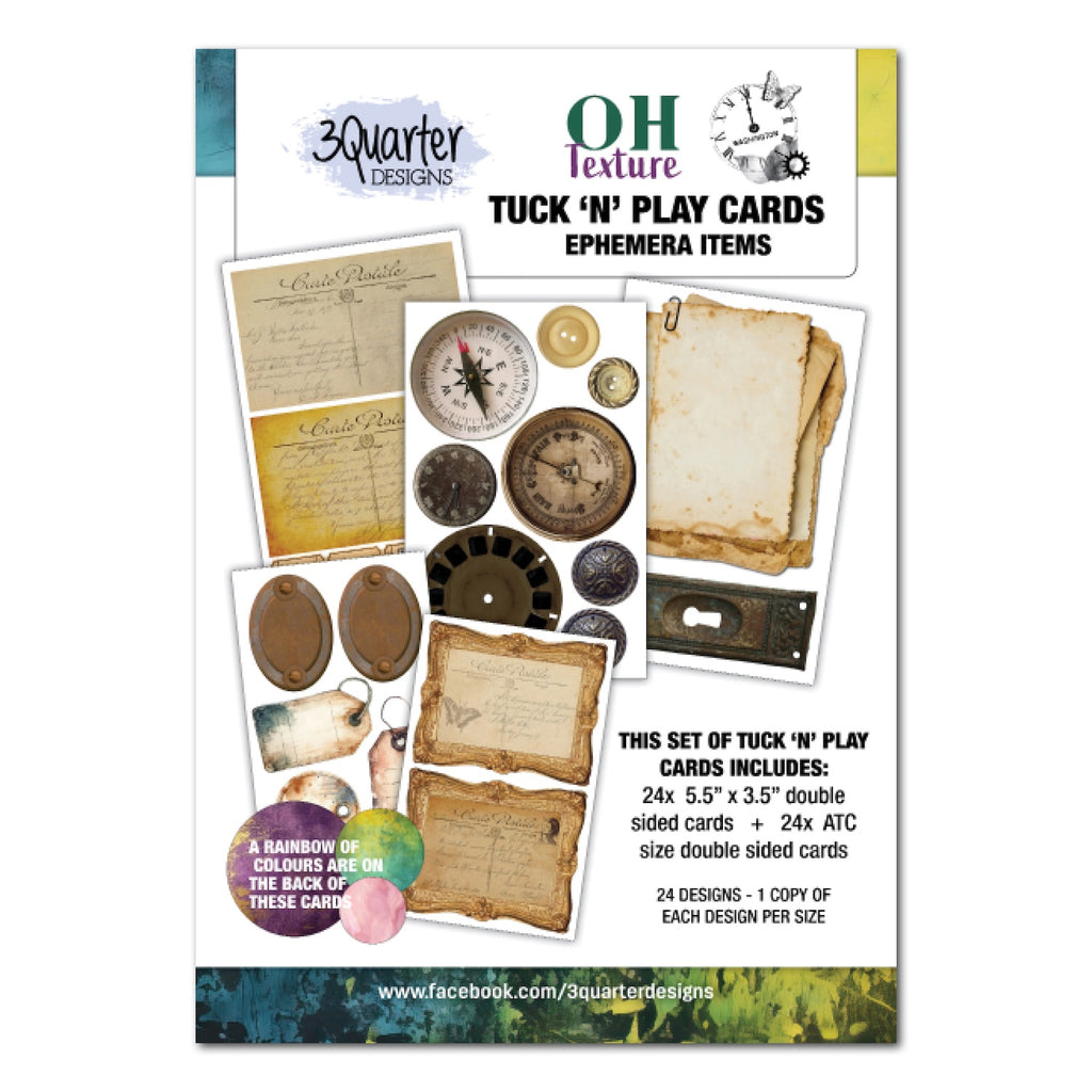3Quarter Designs Oh Texture Tuck N Play Cards Ephemera 3q-tp-ohtexture
