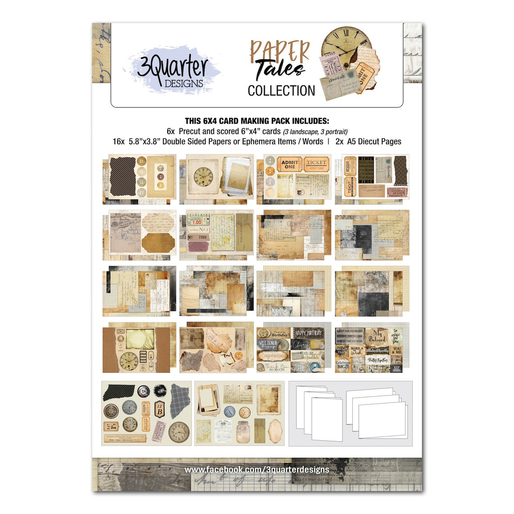 3Quarter Designs Paper Tales 6x4 Card Pack 3q-cc-papertales