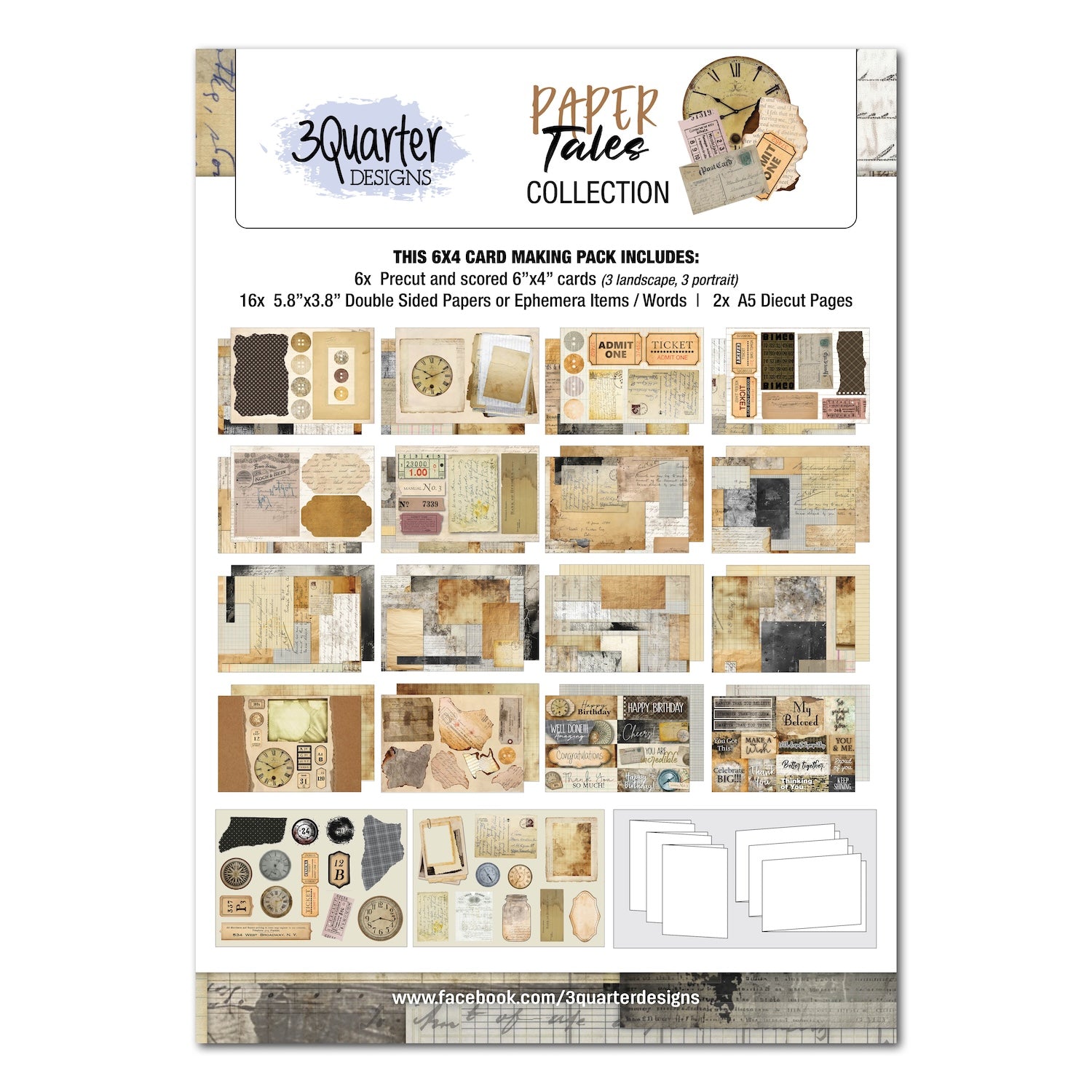 3Quarter Designs Paper Tales 6x4 Card Pack 3q-cc-papertales