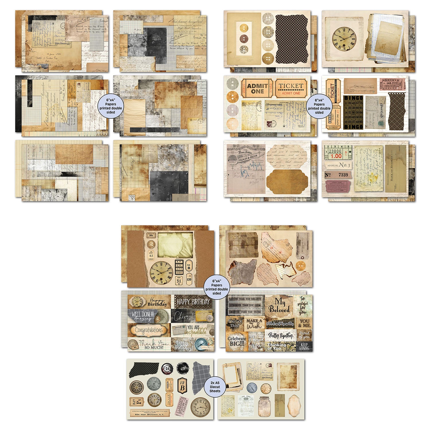 3Quarter Designs Paper Tales 6x4 Card Pack 3q-cc-papertales sheets