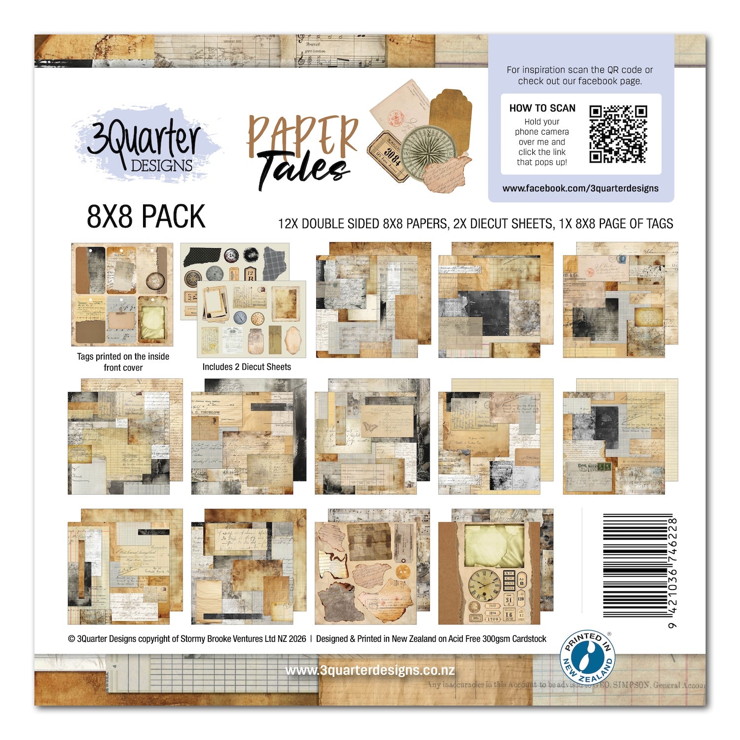 3Quarter Designs Paper Tales 8x8 Paper Pack and Diecuts Set 3q-pp8-pap ...