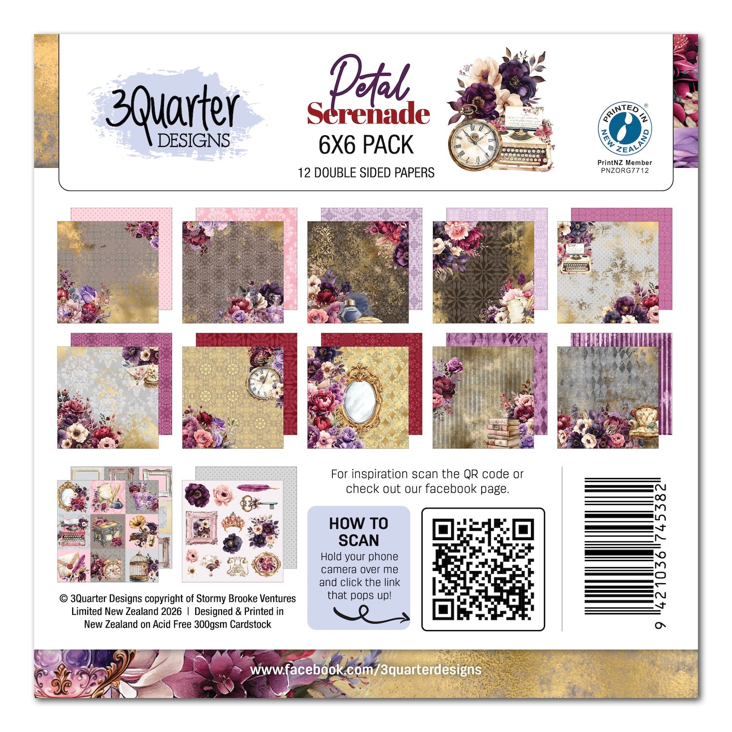 3Quarter Designs Petal Serenade 6x6 Paper Pack 3q-pp6-petalserenade
