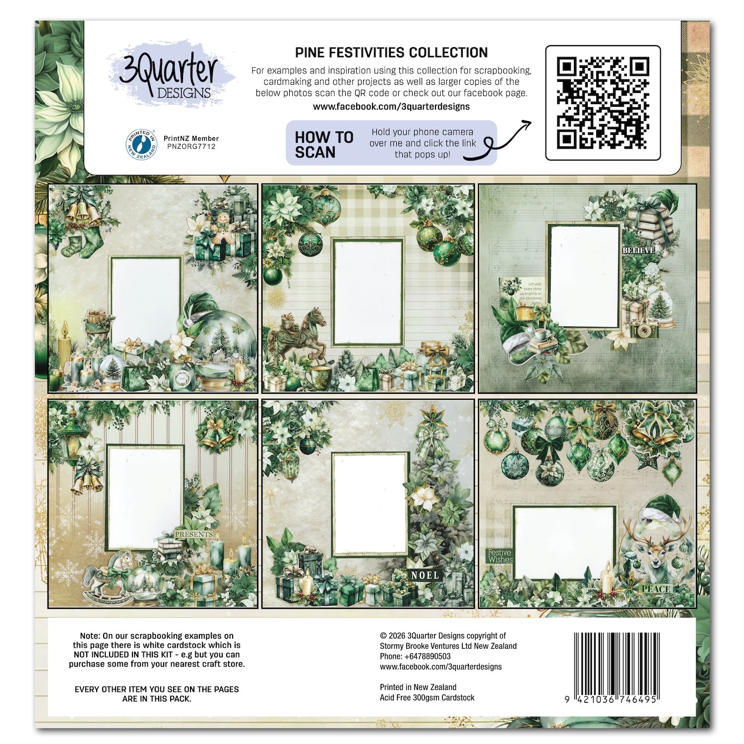 3Quarter Designs Pine Festivities 12x12 Designer Paper and Diecuts 3q-sc-pinefestivities back cover