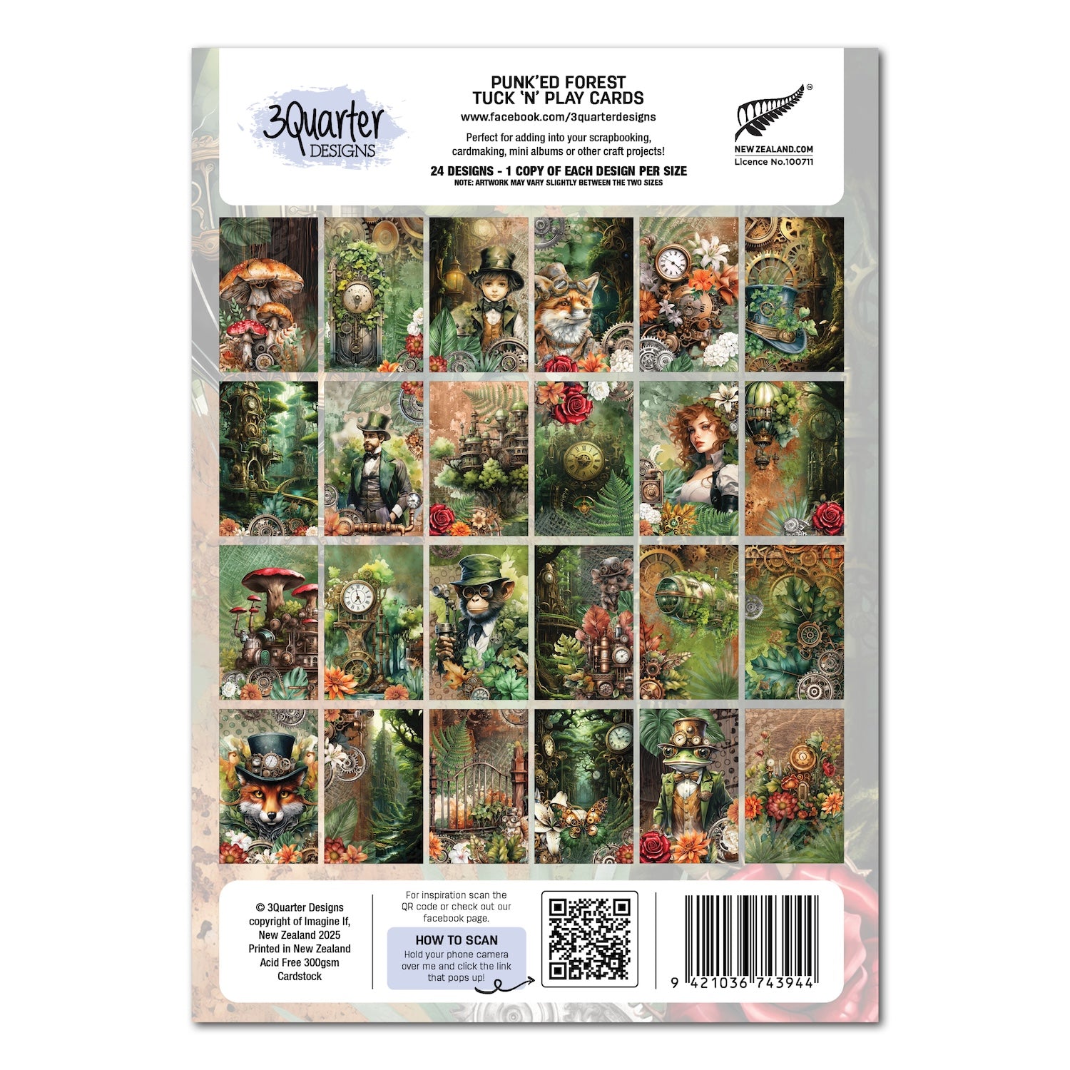 3Quarter Designs Punked Forest Tuck N Play Cards 3q-tp-punkedforest back cover